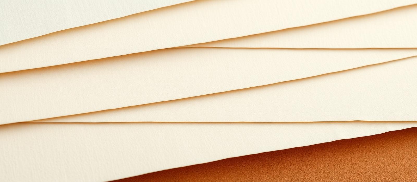 Abstract layers of handmade paper in warm neutral and copper tones